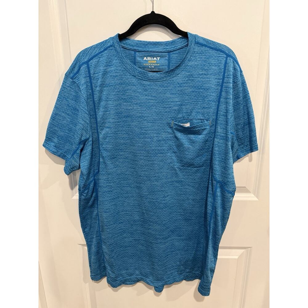 ARIAT Rebar Sz XL Deep Water Evolution T-Shirt Tee Athletic Fit Short Sleeve